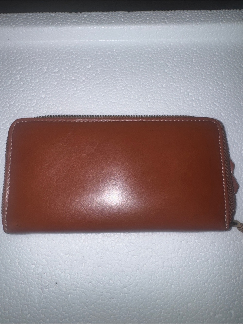 Jack Mason Brand Tan Leather Zip Around Wallet with Card Slots and Zip Pocket